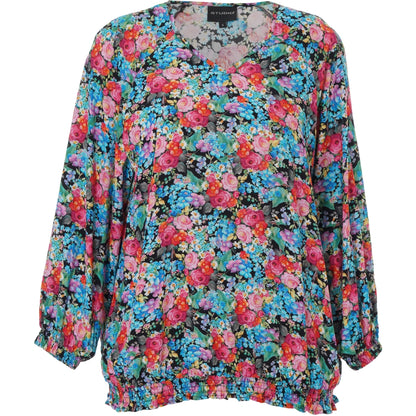 Studio SAugusta Blouse Blouse Black with pink blue flowers