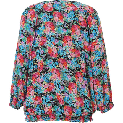 Studio SAugusta Blouse Blouse Black with pink blue flowers