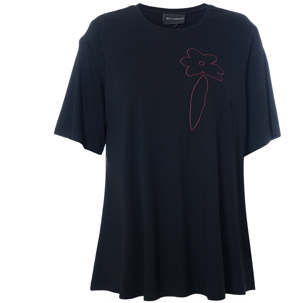 Studio SBella T-Shirt with print T-Shirt Black with bordeaux