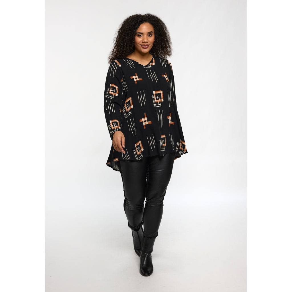Studio SBerit Blouse Blouse Black with copper and white patterns