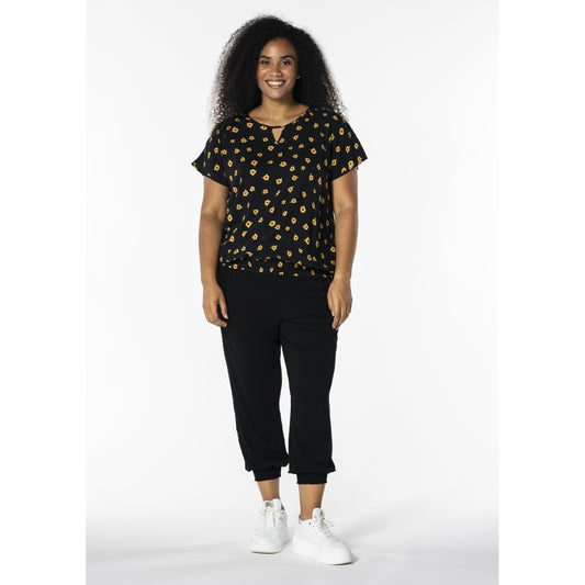 Studio SCamilla Blouse Blouse Black with sunflower