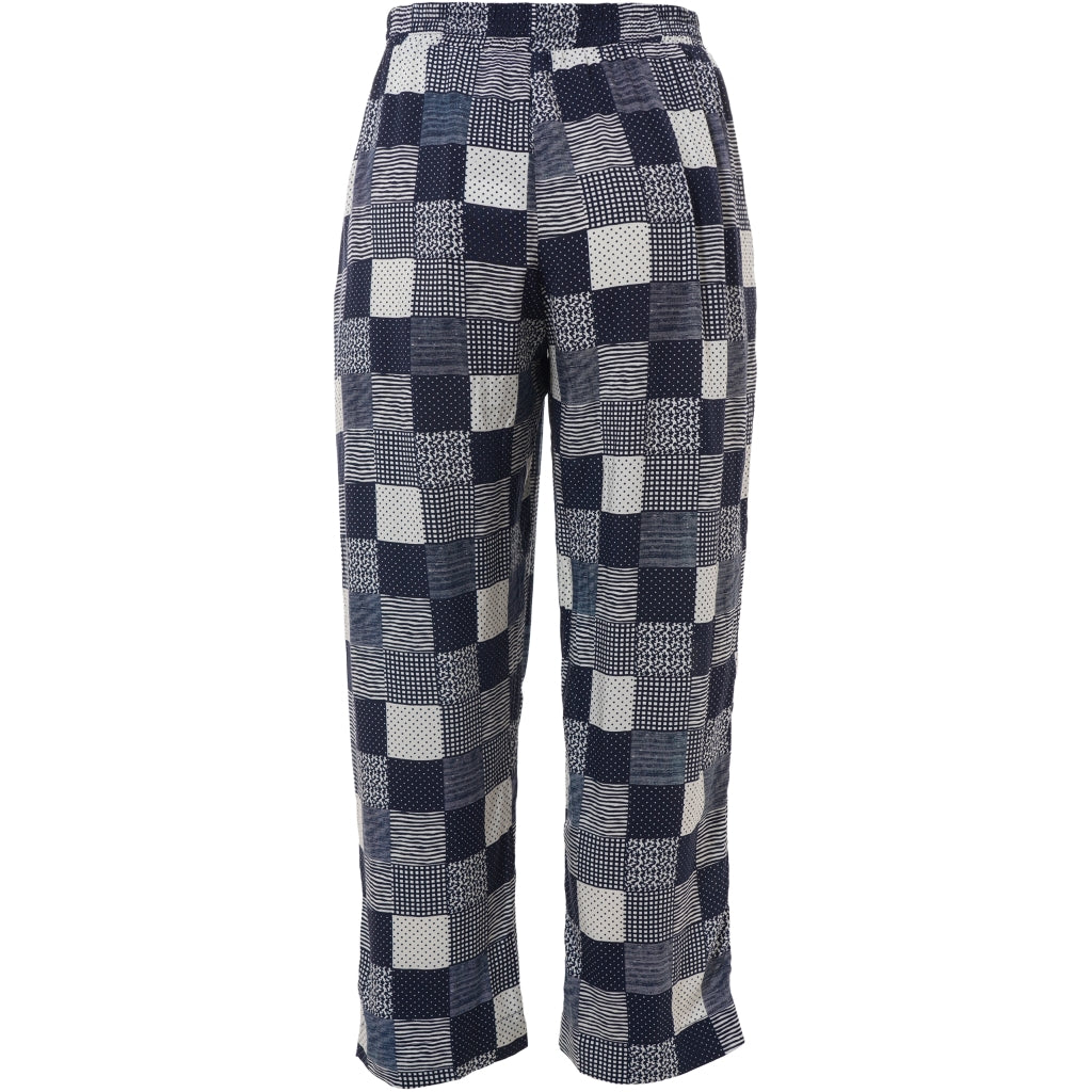 Studio SChristine Trousers WITHOUT elastic in legs Trousers Navy-white checks with print
