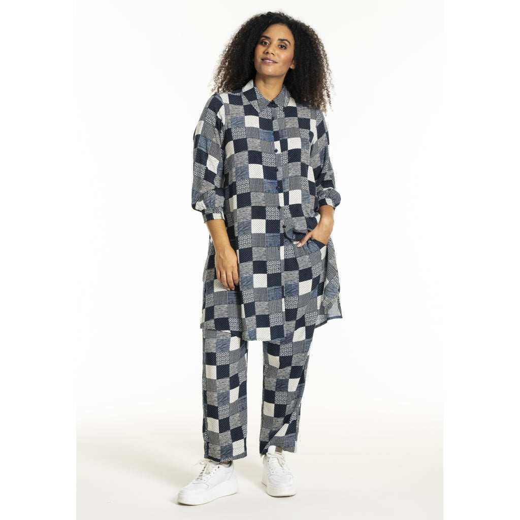 Studio SEmilie Shirt Shirt Navy-white checks with print