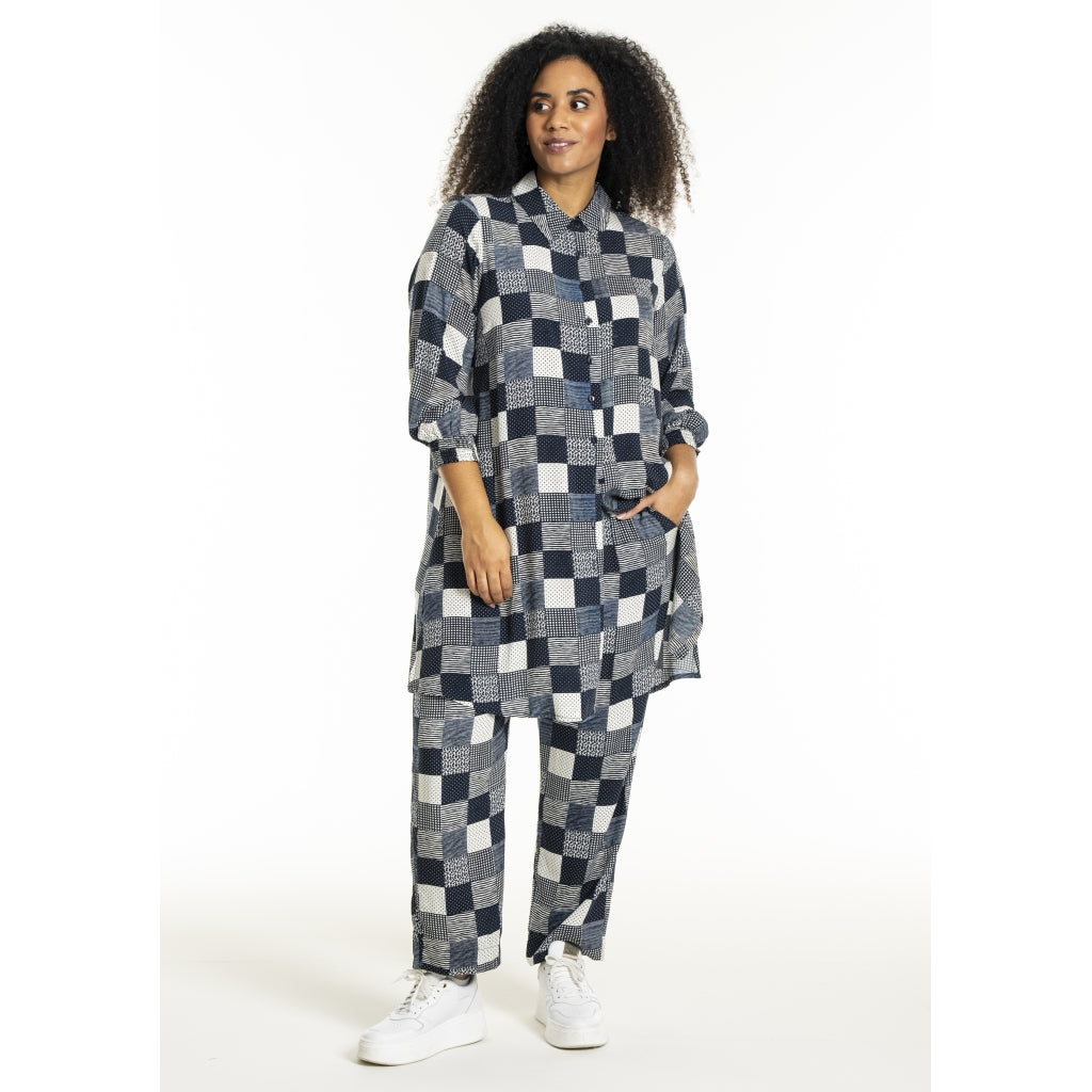 Studio SEmilie Shirt Shirt Navy-white checks with print