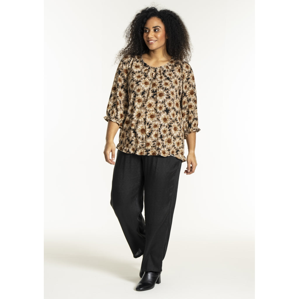 Studio SFarzana Blouse Blouse Black with brown large flowers