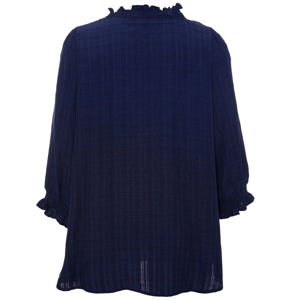 Studio SFeodora Blouse with smock neck Blouse Navy