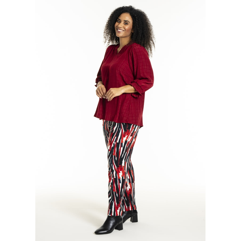 Studio SFeodora Blouse with smock neck Blouse Red