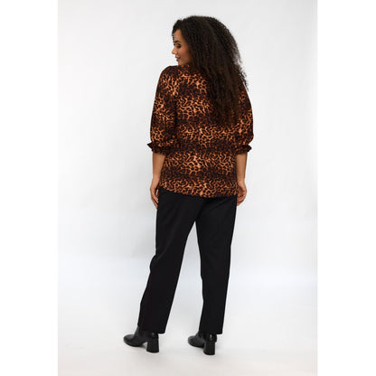 Studio SFeodora Blouse with smock neck Blouse Black/copper animal print