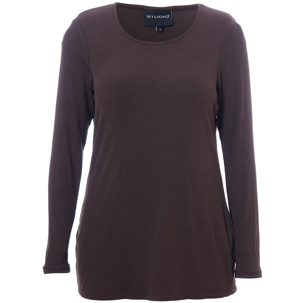 Studio SFlo rib blouse Blouse Dark Brown