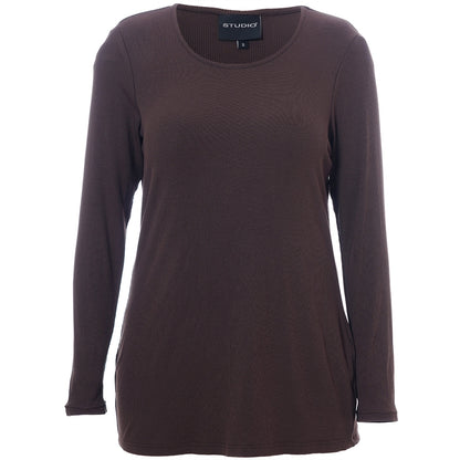 Studio SFlo rib blouse Blouse Dark Brown