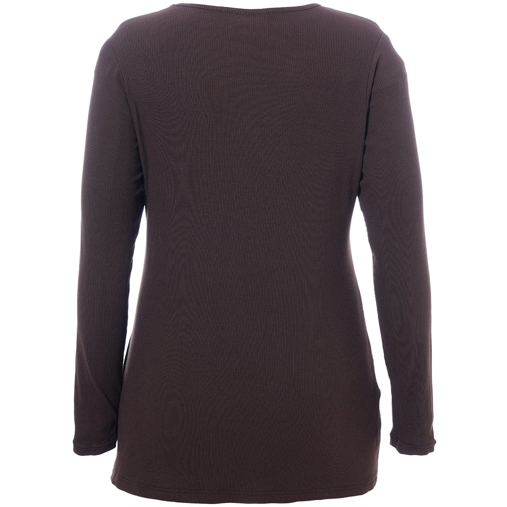 Studio SFlo rib blouse Blouse Dark Brown