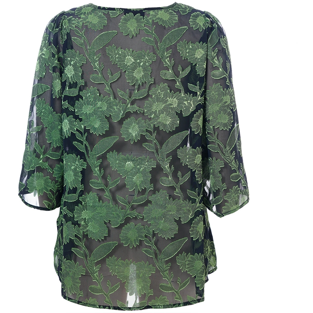 Studio SGulla schiffon blouse Blouse Black with bright green flowers