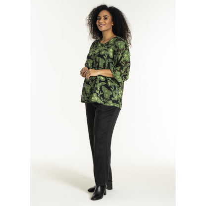 Studio SGulla schiffon blouse Blouse Black with bright green flowers