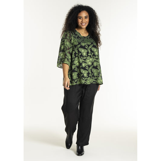Studio SGulla schiffon blouse Blouse Black with bright green flowers