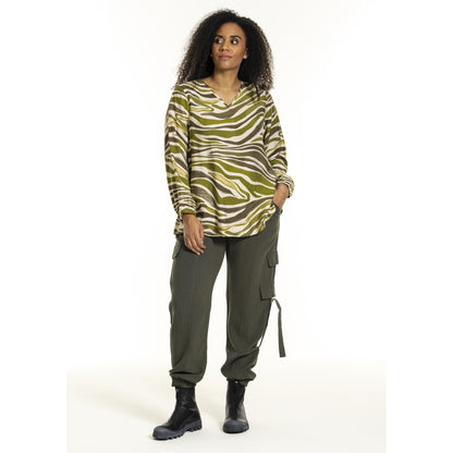 Studio SInette Blouse Blouse Offwhite with green pattern