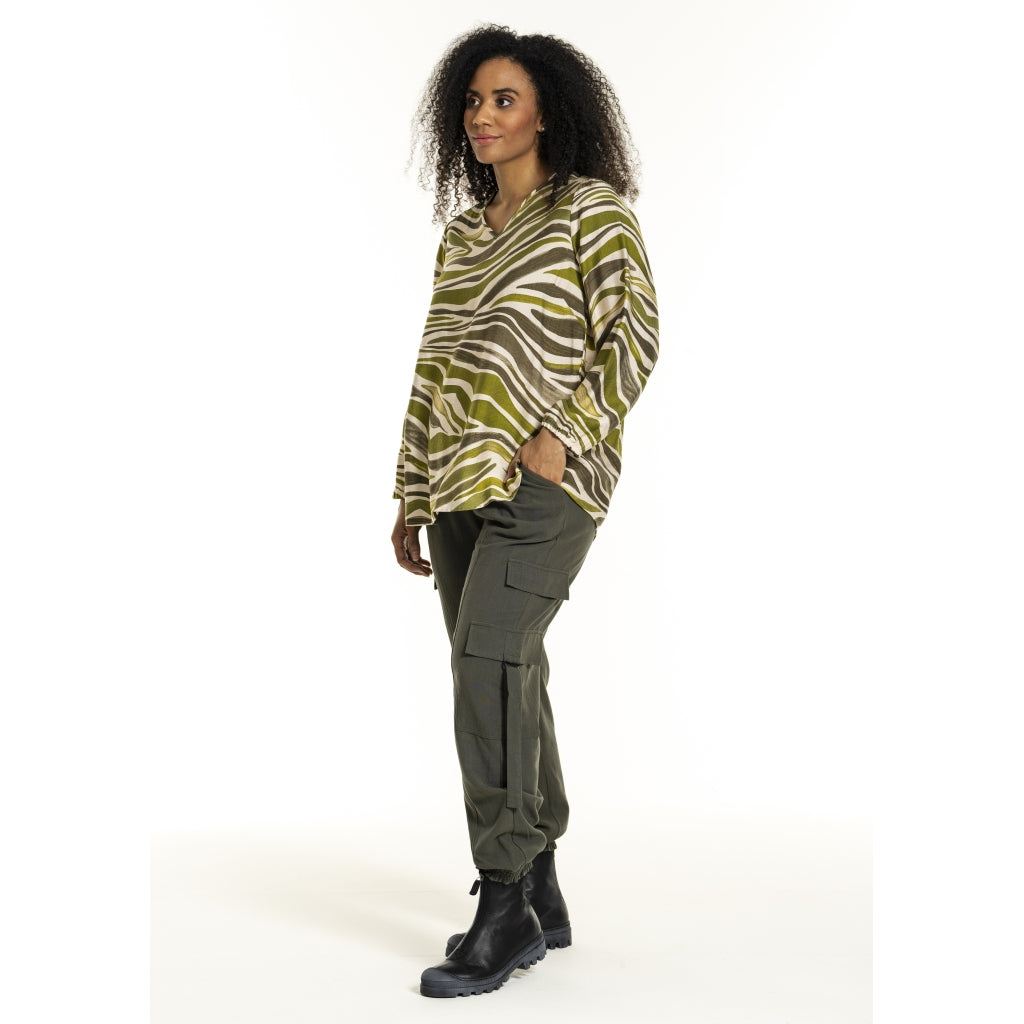 Studio SInette Blouse Blouse Offwhite with green pattern