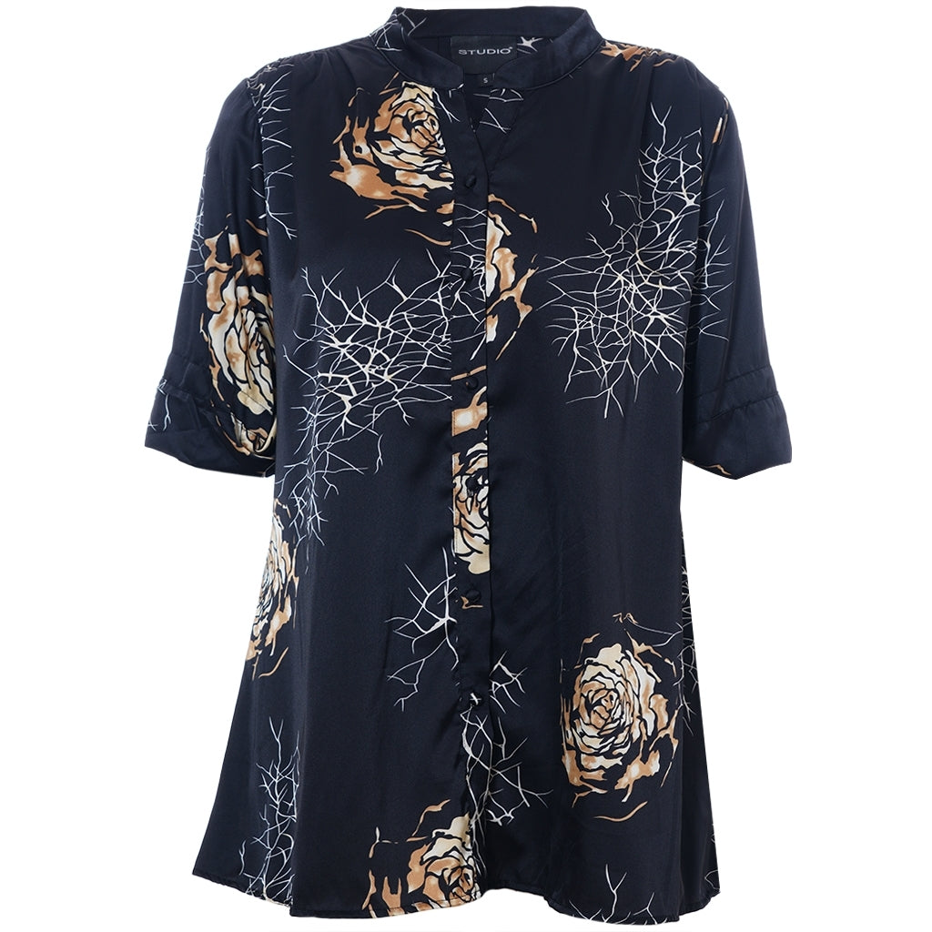 Studio SJorun Blouse Blouse Black with camel rose