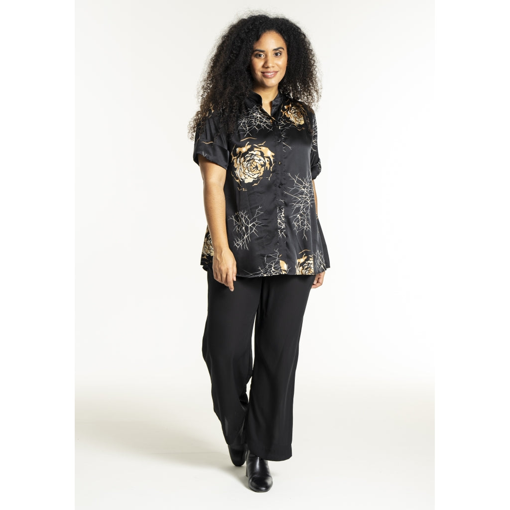 Studio SJorun Blouse Blouse Black with camel rose