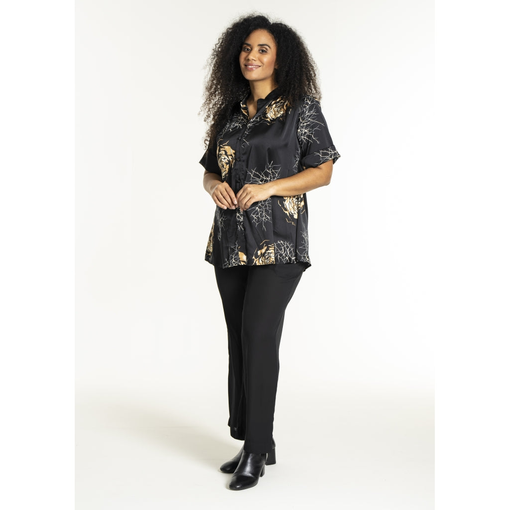 Studio SJorun Blouse Blouse Black with camel rose