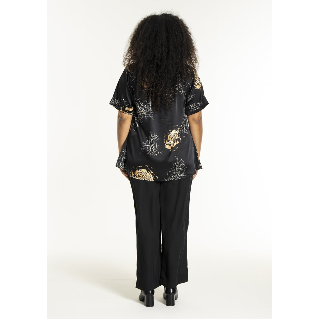 Studio SJorun Blouse Blouse Black with camel rose