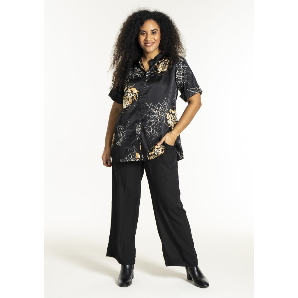 Studio SJorun Blouse Blouse Black with camel rose