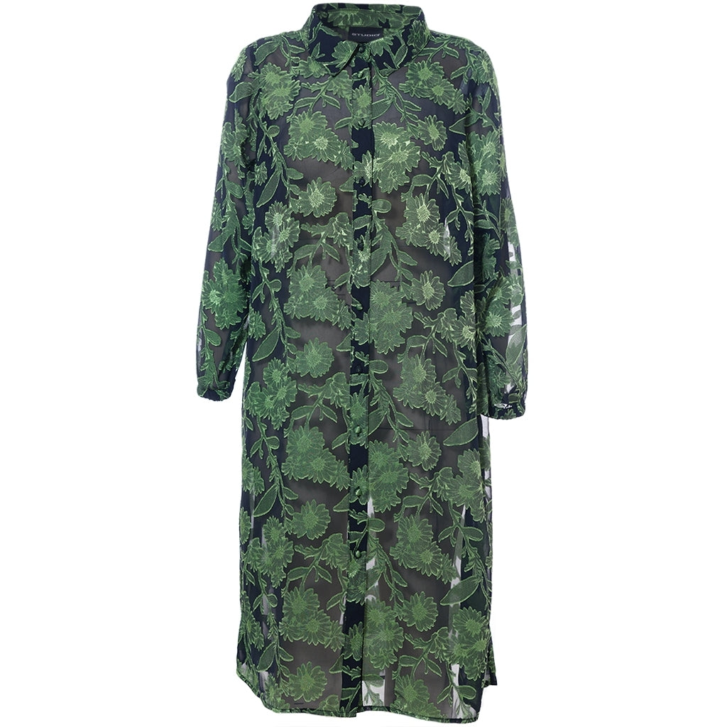 Studio SJuni Chiffon Shirt Shirt Black with bright green flowers