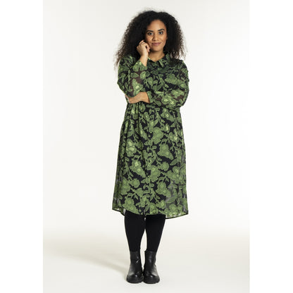 Studio SJuni Chiffon Shirt Shirt Black with bright green flowers