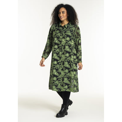 Studio SJuni Chiffon Shirt Shirt Black with bright green flowers