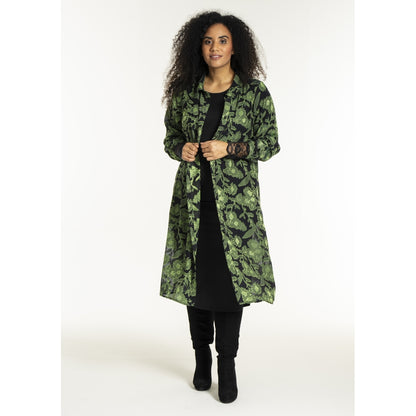 Studio SJuni Chiffon Shirt Shirt Black with bright green flowers