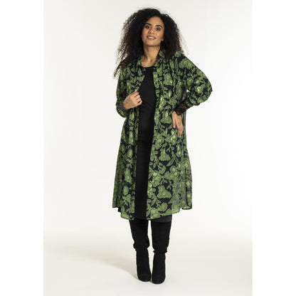 Studio SJuni Chiffon Shirt Shirt Black with bright green flowers