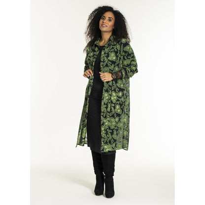 Studio SJuni Chiffon Shirt Shirt Black with bright green flowers