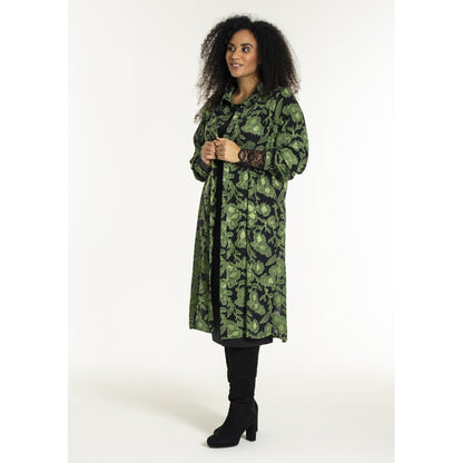 Studio SJuni Chiffon Shirt Shirt Black with bright green flowers