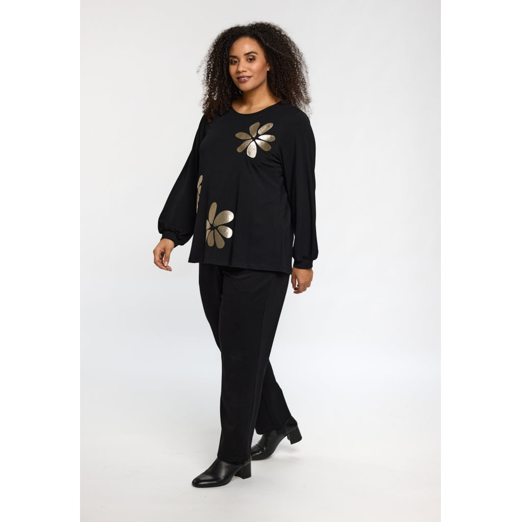 Studio SKirsten Blouse Blouse Black with gold flowers
