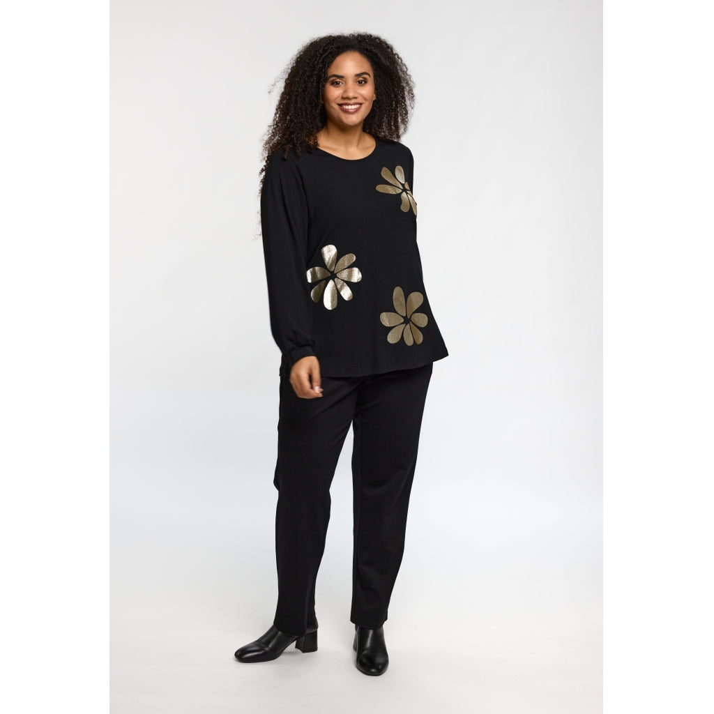 Studio SKirsten Blouse Blouse Black with gold flowers