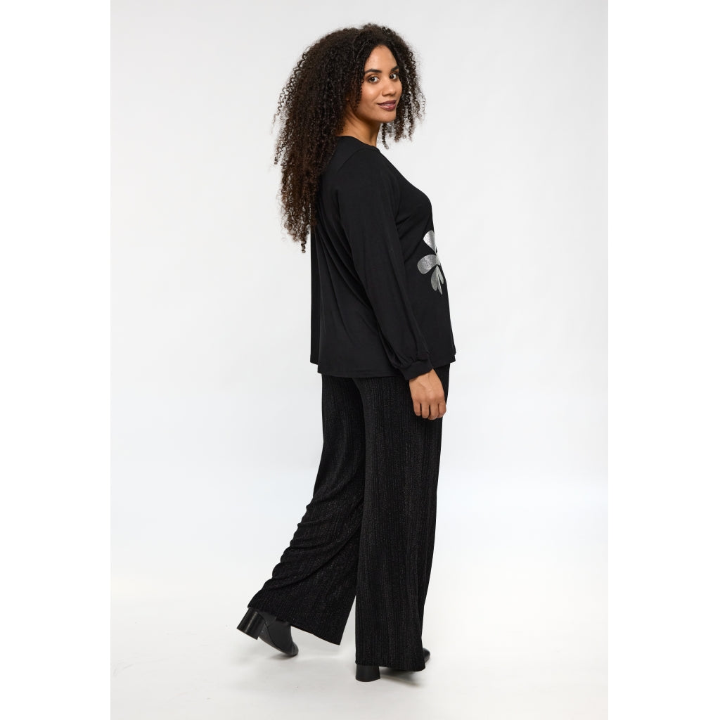 Studio SKirsten Blouse Blouse Black with silver flowers