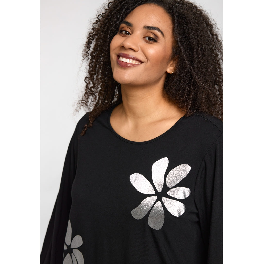 Studio SKirsten Blouse Blouse Black with silver flowers