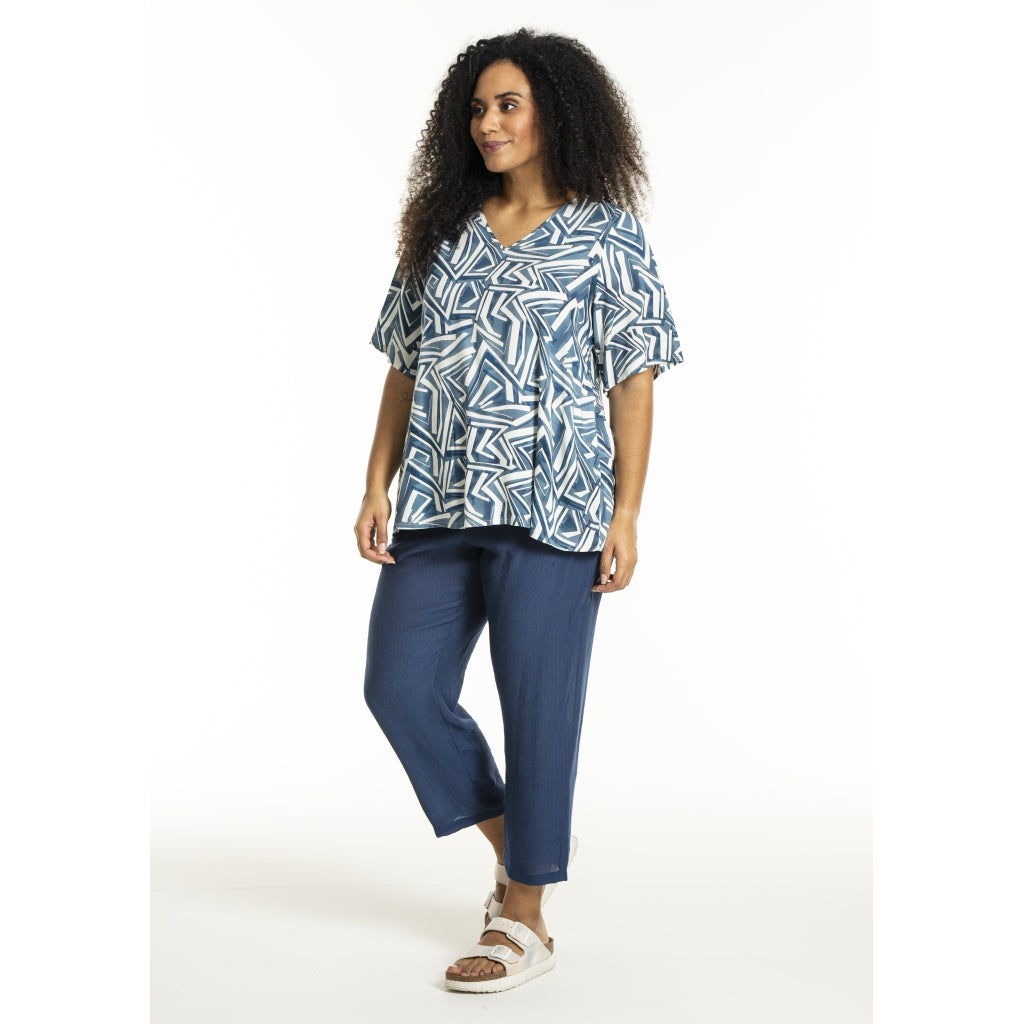 Studio SLone Blouse Blouse Blue offwhite print