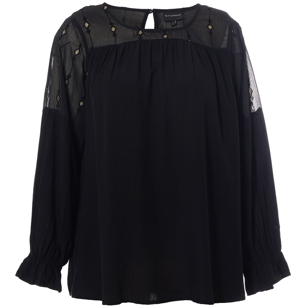 Studio SMille Blouse Blouse Black with gold squares