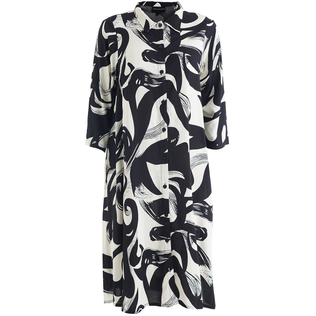 Studio SNelli Shirt Dress Shirt Dress Black with white design