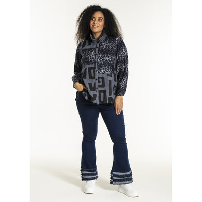 Studio SNorine mix denim shirt Shirt Blue white striped denim with print