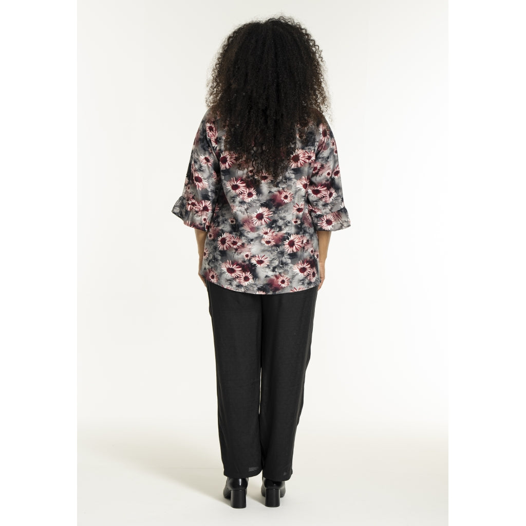 Studio STheresa Blouse Blouse Grey with bordeaux flowers